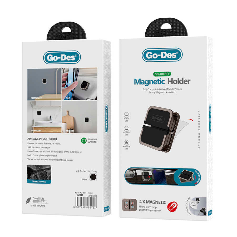Go Des GD-HD781 Kablo Kanallı Magnetic Araç Telefon Tutucu - 2 Go Des GD-HD781 Kablo Kanallı Magnetic Araç Telefon Tutucu - 2
